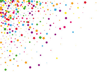 Orange Gift Square Decoration. Rainbow Circle Illustration. Yellow Star Background. Element Confetti Background. Pink Party Dot.