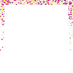 Rose Banner Heart Backdrop. Purple Pretty Illustration. Yellow Confetti Pattern. Red Burst Frame. Decoration Texture.