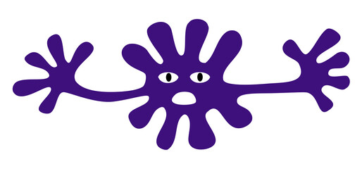 A funny cartoon man with big eyes and open arms to hug. Blue color. Vector Graphics. 