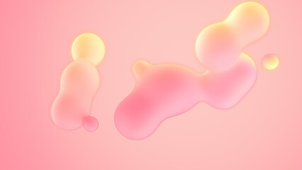 Abstract 3d background. Pastel pink gradient on spheres. Minimal design