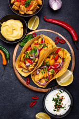 Traditional Mexican tacos with meat