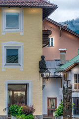 Fototapeta na wymiar Frament of building and nature view in Oberammergau, Germany