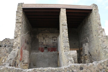 Herculaneum destroyed by the Vesuvius volcano, Italy