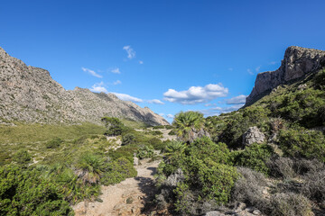 Beautiful Boquer Valley surrounded by mountains in the north of Mallorca