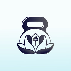 Natural home Cross Fit gym equipment logo vector design