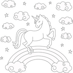 coloring page with cute magic horse 