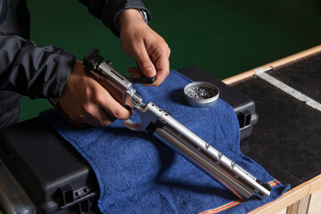 loading the air pistol pellet.pistol is ready for shot when the pellets are correctly filled gun.