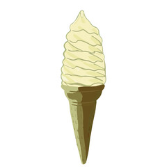 ice cream in a waffle cup.  cone. whipped cream. dessert. Creme brulee. menu design. vector eps 10