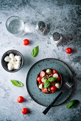 Tomato Basil mozzarella salad in a bowl