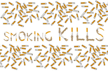 The inscription Smoking kills on a white background
