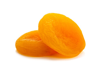 Dried apricots on a white background