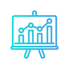 Presentation icon vector illustration in gradient style about marketing and growth for any projects