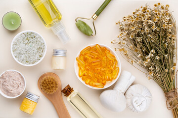 Spa homemade skin care and body cosmetics with natural ingredients.