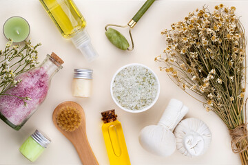 Spa homemade skin care and body cosmetics with natural ingredients.