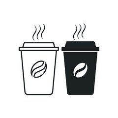 Disposable cup. Coffee icon set. caffeine sign. hot drink symbol