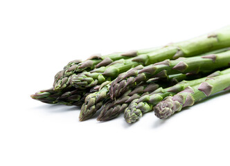Green fresh raw asparagus isolated on white