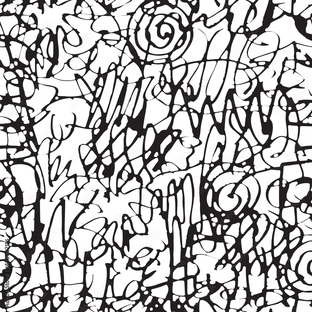 Poster seamless pattern with abstract black doodles on a light backdrop. random intersecting scribble lines