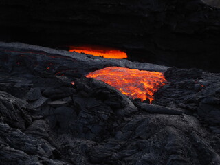 Vulkan in Island Vulkanausbruch mit Lava