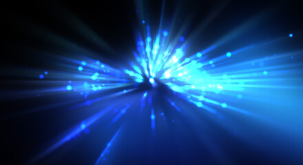 Dynamic moving burst of light. Beautiful shinning background of colorful lights. Vibrant energy display of a star with glowing light rays and particles.