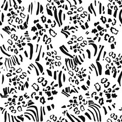Monochrome repeating animal pattern Leopard Fashion Pattern. White Animal Scarf. Smoke Modern Skin Zebra. Abstract Leopard Design. Animal Print Jaguar. Monochrome Seamless Fur. © Maria