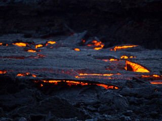Vulkan in Island Vulkanausbruch mit Lava