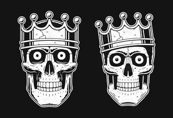 Skull with crown. Retro illustration in a vintage engraving style.