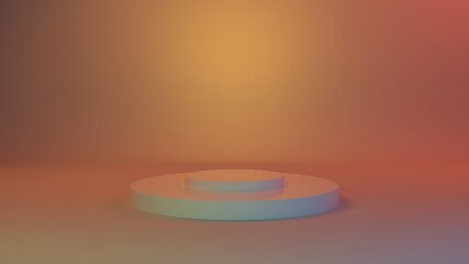 3D rendering stand podium. empty space for product design show. stage showcase for new product. banners background. Cosmetic. Podium stand. 
