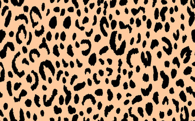 Abstract modern leopard seamless pattern. Animals trendy background. Beige and black decorative vector stock illustration for print, card, postcard, fabric, textile. Modern ornament of stylized skin