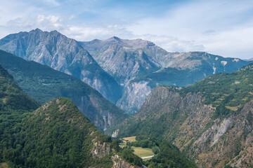 Fototapeta na wymiar Scenic view of Alpine landscape in Northern Alps, France