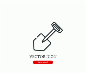 Shovel vector icon.  Editable stroke. Linear style sign for use on web design and mobile apps, logo. Symbol illustration. Pixel vector graphics - Vector