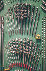 Closeup shot of a drill tools set