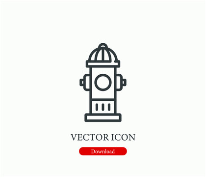 Hydrant vector icon.  Editable stroke. Linear style sign for use on web design and mobile apps, logo. Symbol illustration. Pixel vector graphics - Vector