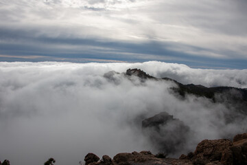 Sea of clouds above the summit of the island of Gran Canaria