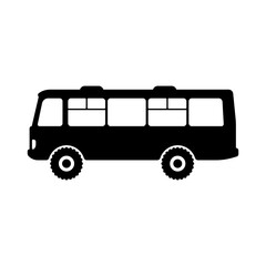 Offroad bus icon. Black silhouette. Side view. Vector simple flat graphic illustration. The isolated object on a white background. Isolate.