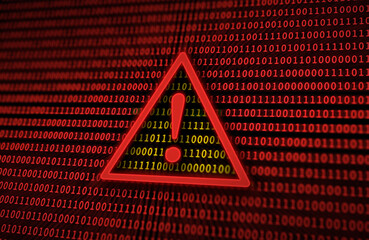 Abstract Cyber Security Alert Background with Binary Codes Numbers, Hacking, Phishing, Attack, Malware