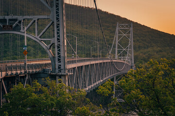 Bear Mountain Bridge at sunset, in the Hudson Valley, New York