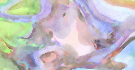 Watercolor abstract painting with pastel colors. Soft color painted illustration of calming composition for poster, wall art, banner, card, book cover or packaging. Modern brush strokes painting.