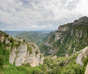 Fototapeta na wymiar Scenic view towards Llobregat river valley from Montserrat Abbey, Spain.