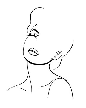 recommend clip art: Fashion lineart portrait of young beautiful woman