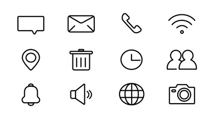 Web icons set, isolated on white background, simple line