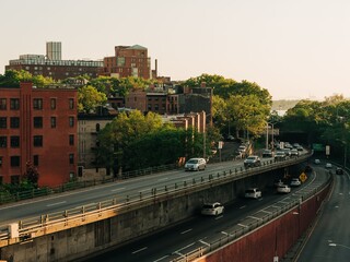 View of the Brooklyn Queens Expressway in Brooklyn Heights, Brooklyn, New York City