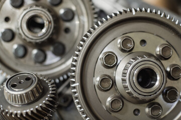 Car automatic transmission parts at shallow depth of field