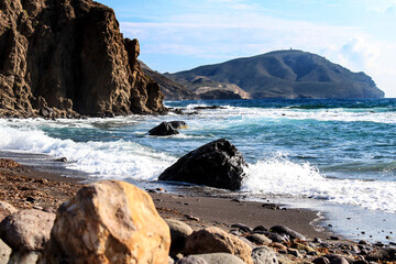 Rocky beach in Cabo de Gata in southern Spain, Almeria