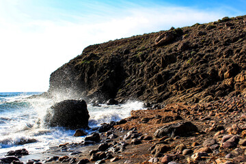 Rocky beach in Cabo de Gata in southern Spain, Almeria