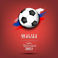 Soccer ball on the flag of Russia