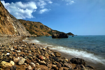Fototapeta na wymiar Rocks and boulders on the coast of the island of Zakynthos