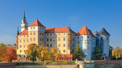 Fototapeta na wymiar Hartenfels castle in Torgau, a town on the banks of the Elbe riv