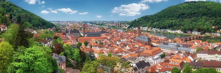 Fototapeta na wymiar Beautiful Germany, panoramic image of Heidelberg in Spring