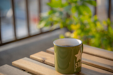 夕日とコーヒー