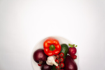 Vegetables and Fruits on white background